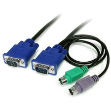 StarTech.com SVECON6 KVM Cable 6 ft Mini Coaxial KVM Cable for KVM Switch, Keyboard, Mouse - First End: 1 x 15-pin HD-15 - Male, 1 x 6-pin Mini-DIN (PS/2) - Male - Second End: 1 x 15-pin HD-15 - Male, 1 x 6-pin Mini-DIN (PS/2) - Male - Black - 1 Each
