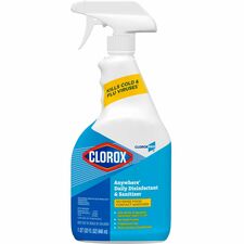CloroxPro™ Anywhere Daily Disinfectant and Sanitizer For Nonporous Surface - 32 fl oz (1 quart) - No-rinse, Residue-free - Clear - 1 Each