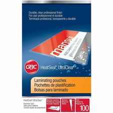 GBC HeatSeal UltraClear Laminating Pouches Laminating Pouch/Sheet Size: 2.18" Width x 3.68" Length x 7 mil Thickness - for Business Card - Clear - 100 / Box