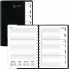 Brownline Pre-Vu Weekly Planner, Transparent Section, English, Black (CB920.BLK) Weekly - 12 Month - January 2026 to December 2026 - 7:00 AM to 6:00 PM - Hourly - 6 3/4" x 8 1/2" Sheet Size - Twin Wire - Black - Paper - Soft Cover, Flexible Cover, Ruled,