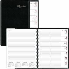Brownline Pre-Vu Weekly Planner, Transparent Section, English, Black (CB925.BLK) Weekly - 12 Month - January 2026 to December 2026 - 7:00 AM to 6:00 PM - Hourly - 1 Week Double Page Layout - Letter - 8 1/2" x 11" Sheet Size - Twin Wire - Black - Vinyl, Pa