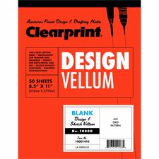 Clearprint Design Vellum Pad - Letter 50 Sheets - Plain - 16 lb Basis Weight - Letter - 8 1/2" x 11" Sheet Size - White Paper - Paper Cover - Acid-free, Archival - 1 Pad