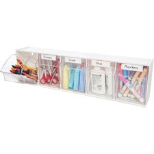 Deflecto Tilt Bin Interlocking Multi-Bin Storage Organizer 5 Compartment(s) - 6.50" Height x 23.63" Width x 5.25" Depth - Desktop - White - 1 Each