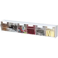 Deflecto Tilt Bin Interlocking Multi-Bin Storage Organizer 6 Compartment(s) - 4.50" Height x 23.63" Width x 3.63" Depth - Desktop - Interlockable, Lockable - White - 1 Each