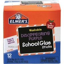Elmer's Washable Nontoxic Glue Sticks 0.21 oz - Purple - 12 / Box