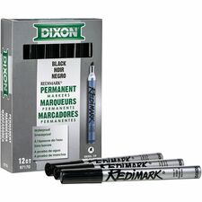 Dixon Industrial RediMark Chisel Tip Permanent Markers Chisel Marker Point - Black Ink - Metal Barrel - 12 / Box