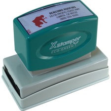 Xstamper Two-Color Custom Stamp Custom Message Stamp - 0.88" Impression Width x 2.75" Impression Length - Recycled - 1 Each