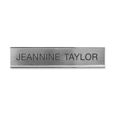 Xstamper Standard Aluminum Desk Sign 10" Width x 2" Height - Aluminum - Silver - 1 Each