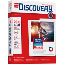 Discovery 3HP Premium Multipurpose Paper - Anti-Jam - Ultra White 97 Brightness - Letter - 8 1/2" x 11" - 20 lb Basis Weight - Excellent Ink Absorption - Ultra White - 500 Sheets per Ream - 5 / Carton