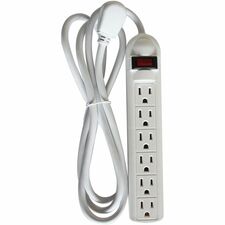 Compucessory 6-Outlet Power Strips 6 - 6 ft Cord - 104 J Surge Energy - 15 A Current - 125 V AC Voltage - Strip - Putty