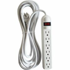 Compucessory 6-Outlet Power Strips 6 - 15 ft Cord - 104 J Surge Energy - 15 A Current - 125 V AC Voltage - Strip - Light Gray