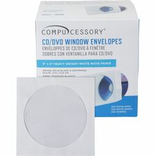 Compucessory CD/DVD White Window Envelopes CD/DVD - 5" Width x 5" Length - White - 250 / Box