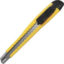 Sparco Fast-Point Snap-Off Blade Knife 5.75" Blade Length - Pocket Clip, Locking Blade - Yellow - 1 Each