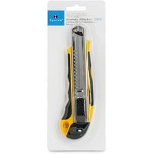 Sparco Automatic Utility Knife 5 Metal Blade - Heavy Duty - Acrylonitrile Butadiene Styrene (ABS) - Black, Yellow - 1 Each