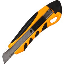 Sparco PVC Anti-Slip Rubber Grip Utility Knife Stainless Steel Blade - Heavy Duty - Yellow - 1 Each