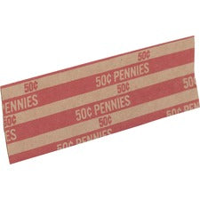 Sparco Flat Coin Wrappers 1000 Wrap(s) - Total $0.50 in 50 Coins of 1¢ Denomination - 60 lb Basis Weight - Kraft - Red - 1000 / Pack