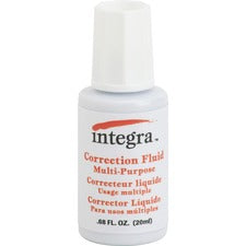 Integra Multipurpose Correction Fluid Brush Applicator - 22 mL - White - 1 Each