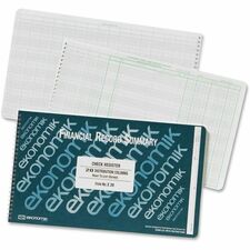 Ekonomik Financial Record Summary Check Register 40 Sheet(s) - Wire Bound - 14.75" x 8.75" Sheet Size - 20 Columns per Sheet - White Sheet(s) - Green Print Color - Recycled - 1 Each