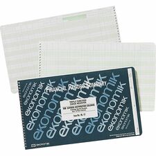 Ekonomik Standard Size Triple Function Check Registry 40 Sheet(s) - Wire Bound - 14.75" x 8.75" Sheet Size - 18 Columns per Sheet - White Sheet(s) - Green Print Color - Recycled - 1 Each
