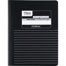 Mead Square Deal Black Marble Journal 100 Sheets - Sewn - 7 1/2" x 9 3/4" Sheet Size - Black Marble Cover - Schedule - 1 Each