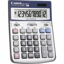 Canon HS-1200TS 12-Digit Angled Display Calculator 12 Digits - LCD - Battery/Solar Powered - 1.4" Height x 4.8" Width x 6.7" Depth - Black, White - 1 Each