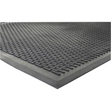 Genuine Joe Clean Step Scraper Floor Mats Outside Entrance, Outdoor - 72" Length x 48" Width - Rubber - Black - 1 Each