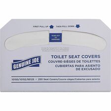 Genuine Joe Half-fold Toilet Seat Covers Half-fold - For Public Toilet - White - 250/Pack - 10 / Carton
