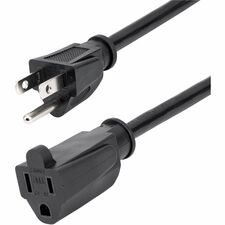 StarTech.com 12" Power Cord Extension For Desktop Computer, Monitor, Printer, Scanner - 125 V AC / 13 A - Black - 1 ft Cord Length - NEMA 5-15P / NEMA 5-15R - North America - 1 Each