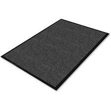Genuine Joe Ribbed Indoor Wiper Mat Warehouse, Indoor - 72" Length x 48" Width - Vinyl, Polypropylene - Charcoal - 1 Each