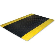 Genuine Joe Safe Step Anti-Fatigue Floor Mat Warehouse, Factory - 60" Length x 36" Width - Black, Yellow - 1 Each