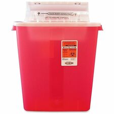 Sharpstar Covidien Transparent Containers 3 gal Capacity - 16.5" Height x 13.8" Width x 6" Depth - Red - 1 Each