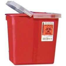 Covidien Sharps Hinged Lid Container 2 gal Capacity - 10" Height x 10.5" Width x 7.3" Depth - Red - 1 Each
