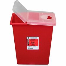 Covidien Kendall Sharps Containers with Hinged Lid 8 gal Capacity - 17.5" Height x 15.5" Width x 11" Depth - Red - 1 Each