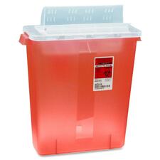 Covidien Transparent Red Sharps Container 3 gal Capacity - 16.3" Height x 13.8" Width x 6" Depth - Red - 1 Each