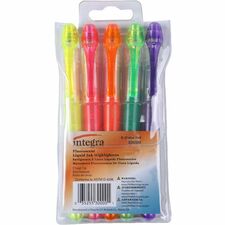 Integra Liquid Highlighters Fine Chisel Marker Point - Assorted Ink - 5 / Set
