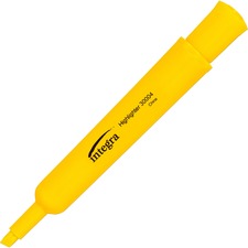 Integra Chisel Desk Liquid Highlighters Chisel Marker Point - Yellow Ink - Water Based - Yellow Barrel - 1 Dozen