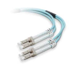 Belkin Fiber Patch Cable 10 Gig Aqua 50/125 LC/LC 2 Meter 6.56 ft Fiber Optic Network Cable for Network Device - First End: 2 x LC/PC Network - Male - Second End: 2 x LC/PC Network - Male - 10 Gbit/s - Patch Cable - 50/125 µm - Aqua - 1 Each