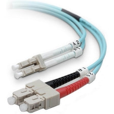 Belkin Fiber Patch Cable 10 Gig Aqua 50/125 LC/SC 2 Meter 6.56 ft Fiber Optic Network Cable for Network Device - First End: 2 x LC/PC Network - Male - Second End: 2 x SC/PC Network - Male - 10 Gbit/s - Patch Cable - 50/125 µm - Aqua - 1 Each