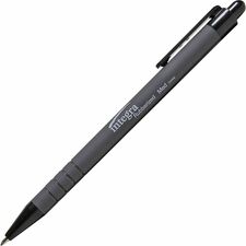 Integra Rubber Barrel Retractable Ballpoint Pens 1 mm Medium Pen Point - Retractable - Black Ink - Rubber Barrel - 1 Dozen