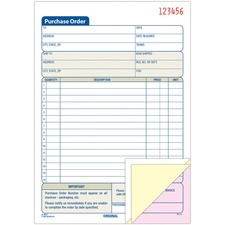 Adams 3-Part Carbonless Purchase Order Forms 3 Part - Carbonless Copy - 5.56" x 8.43" Sheet Size - 1 Each