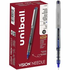 uniball™ Vision Needle Rollerball Pens 0.7 mm Fine Pen Point - Blue Ink - Liquid - 1 Dozen