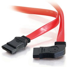 C2G 36in 7-pin 180° to 90° 1-Device Side Serial ATA Cable 3 ft SATA Data Transfer Cable for Motherboard, Controller, Hard Drive, PCI Card - First End: 1 x 7-pin SATA - Female - Second End: 1 x 7-pin SATA - Female - 6 Gbit/s - Red - 1 Each