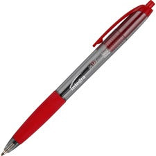 Integra Rubber Grip Retractable Pens 1 mm Medium Pen Point - Retractable - Red Ink - Red Barrel - 1 Dozen