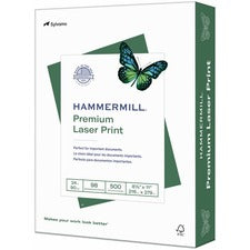 Hammermill Premium Laser Print Copy Paper - White 98 Brightness - Legal - 8 1/2" x 11" - 24 lb Basis Weight - Ultra Smooth - Jam-free - White - 500 Sheets - 500 Sheets per Ream - 10 / Carton