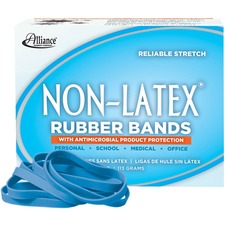 Alliance Rubber Rubber Bands with Antimicrobial Product Protection Size: #64 - 3.5" Length x 0.3" Width - 0.25 lb/in - Latex-free, Antimicrobial, Stretchable - Synthetic Rubber - Cyan Blue - 95 / Box