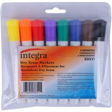 Integra Chisel Point Dry-erase Markers Chisel Marker Point - Assorted Ink - 8 / Set