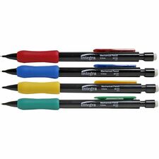 Integra Grip Mechanical Pencils 0.5 mm Lead - Refillable - Assorted Barrel - 1 Dozen