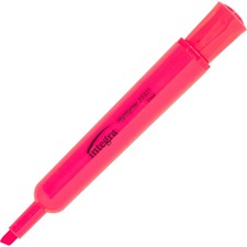 Integra Chisel Desk Liquid Highlighters Chisel Marker Point - Fluorescent Pink Ink - 1 Dozen