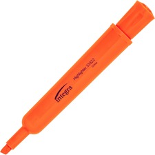 Integra Chisel Desk Liquid Highlighters Chisel Marker Point - Fluorescent Orange Ink - 1 Dozen