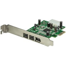 StarTech.com 3 Port 2b 1a 1394 PCI Express FireWire Card Adapter PCI Express 1.1 x1 - 400 MB/s - Plug-in Card - 3 Firewire Port(s) - 1 Firewire 400 Port(s) - 2 Firewire 800 Port(s) - PC, Mac, Linux - TAA Compliant